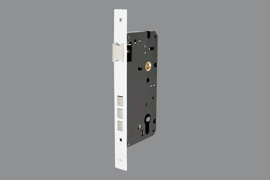 Zanda Euro Mortice Lock in White – minimal white door lock for clean and modern aesthetics.