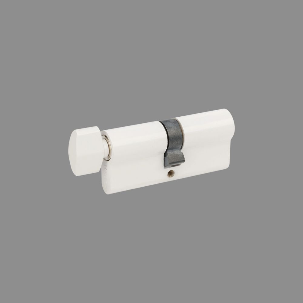 Euro Cylinder & Turn White 70mm