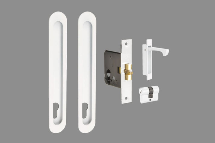 Duke White Flush Pull Lock Kit 250mm – Architectural Choice