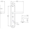 Specification drawing for the Iver Oslo Lever Handle on Oval Plate – Architectural brass door handle for luxury projects.