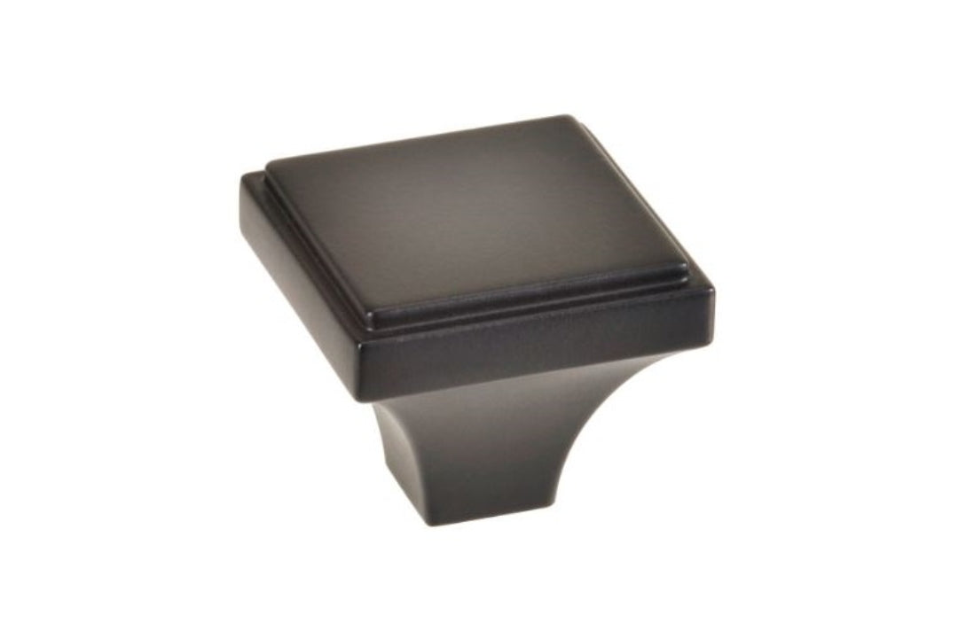 Product picture of the 16066.BLK Manhattan Matt Black Cabinet Knob on a white background.