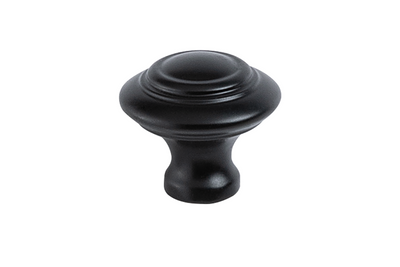 Product picture of the Apollo Design Tuscany Cabinet Knob 32mm Matt Black on a white background.