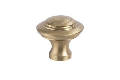 Product picture of the Apollo Design Tuscany Cabinet Knob 32mm Satin Brass on a white background.