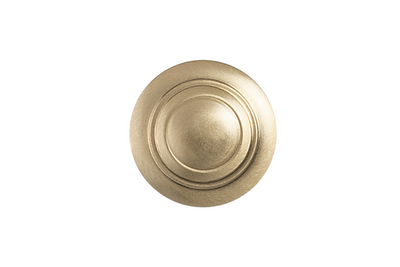Top view image of the Apollo Design Tuscany Cabinet Knob 32mm Satin Brass on a white background.