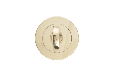 Product picture of the Apollo Design Traditional Privacy Turn Round 50mm Polished Brass on a white background.