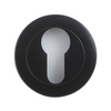Product picture of the Apollo Design Round Euro Escutcheon 50mm Matt Black on a white background.