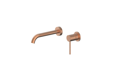 Gisele Wall Basin Mixer in Brushed Copper – brushed copper wall-mounted basin mixer for boutique interiors