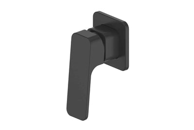 Swept Shower Mixer Trim Set in Matt Black – matt black shower trim with upswept design for architectural bathrooms