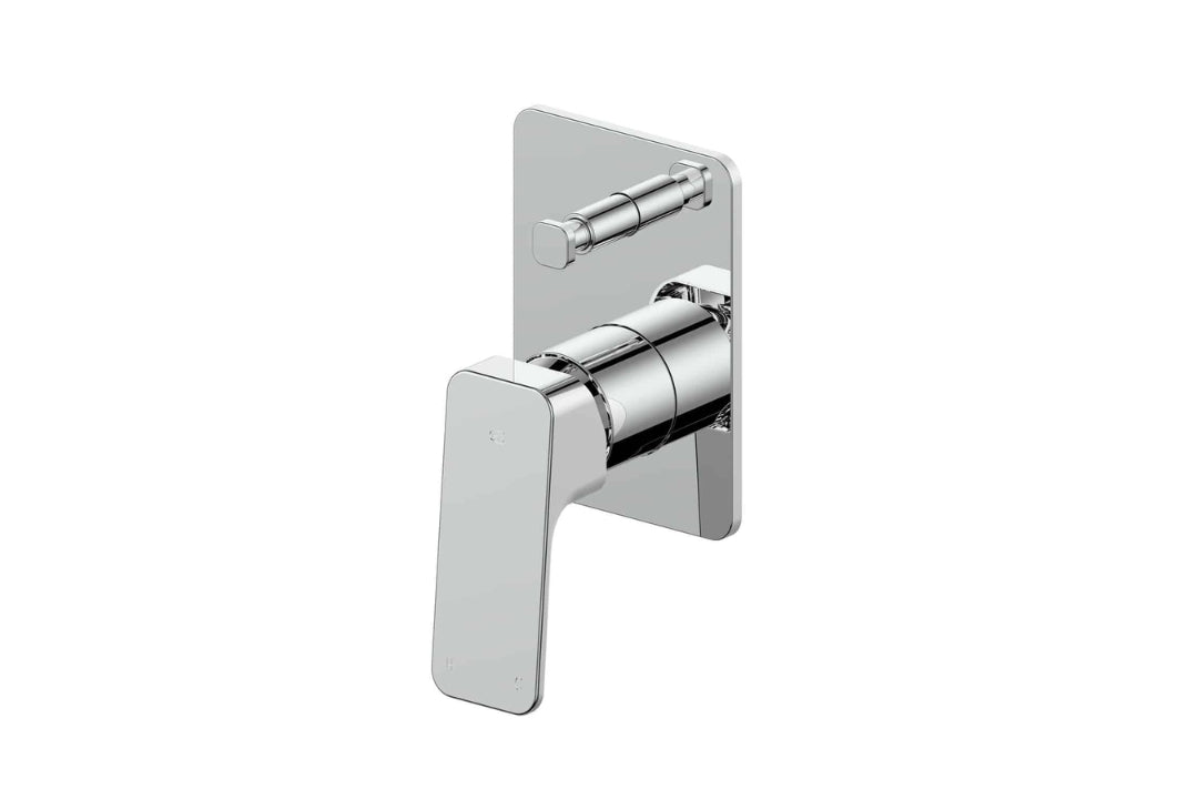 Swept Shower/Bath Diverter Mixer in Chrome Plate – chrome dual-outlet mixer for minimalist bathroom designs