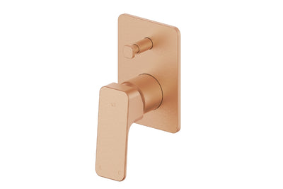 Swept Shower/Bath Diverter Mixer in Brushed Copper – brushed copper diverter mixer for modern architectural bathrooms