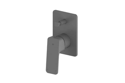 Swept Shower/Bath Diverter Mixer in Gunmetal – gunmetal diverter mixer tap with soft square form for luxury interiors