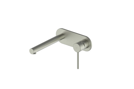 Maci Wall Basin Mixer with Faceplate in Brushed Nickel – brushed nickel wall basin mixer for modern bathroom design