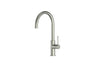 Maci Gooseneck Sink Mixer in Brushed Nickel – minimalist brushed nickel sink mixer for modern kitchens