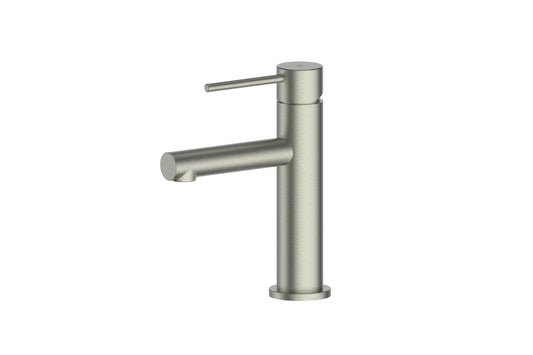 Maci Basin Mixer in Brushed Nickel – minimalist brushed nickel basin tap for modern bathroom design