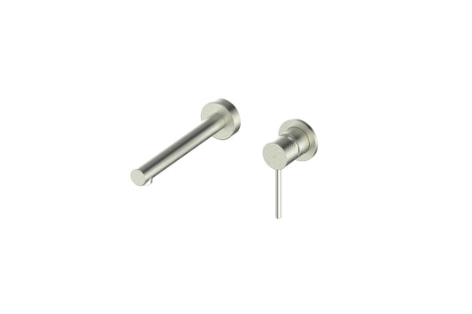 Mika Wall Basin Mixer in Brushed Nickel – brushed nickel wall-mounted basin mixer for modern designer bathrooms