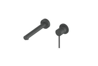 Mika Wall Basin Mixer in Gunmetal – gunmetal wall tapware for sleek and minimalist bathroom spaces