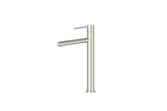 Mika Tower Basin Mixer in Brushed Nickel – brushed nickel tower tap for vessel basins in modern bathrooms