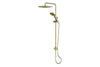Glide Syntra RainBoost Twin Rail Shower in Brushed Brass – square brushed brass shower for designer bathrooms