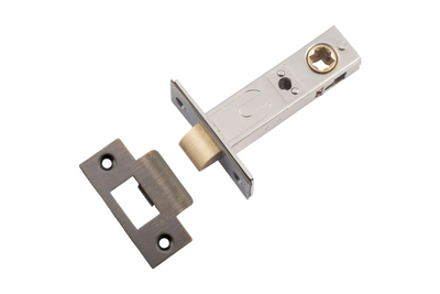 Product picture of the Iver Split Cam Tube Latch 'T' Striker 60mm Signature Brass 21454 on a white background.