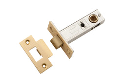 Iver Brushed Brass Split Cam Tube Latch with T Striker – Premium architectural tubular latch for interior doors.