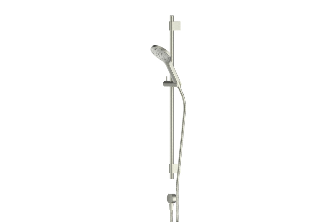 Ashmore Rail Shower in Brushed Nickel – brushed nickel designer rail shower with air-infused spray