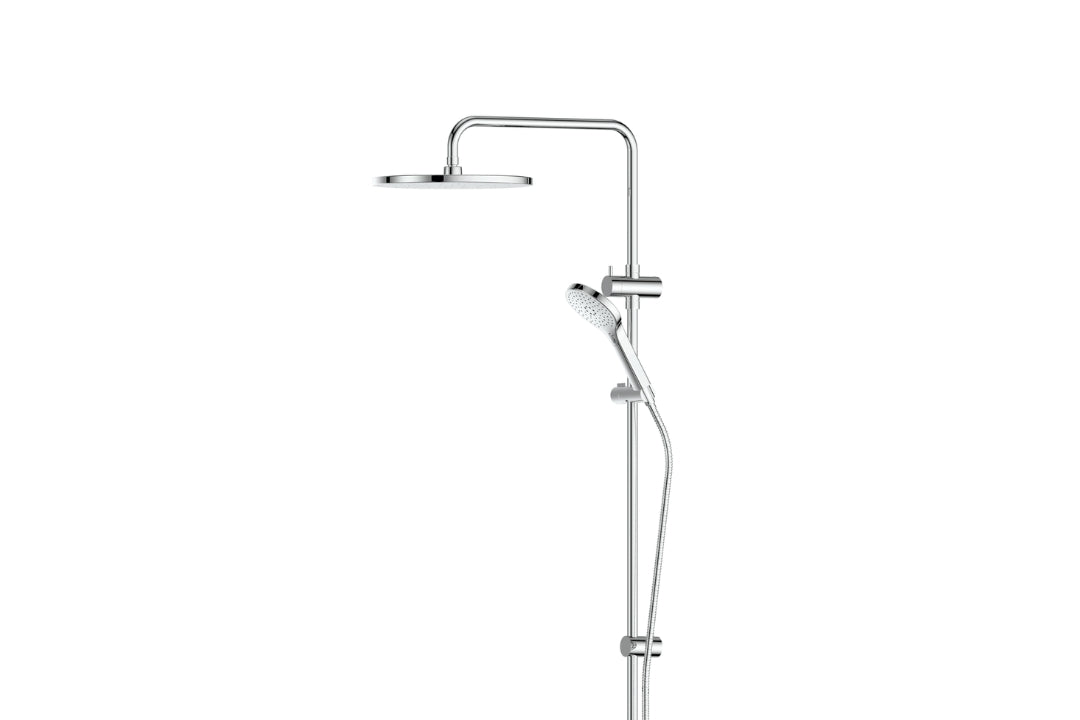 Ashmore Twin Rail Shower in Chrome Plate – chrome finish luxury shower with air-infused spray technology