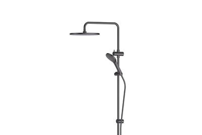 Ashmore Twin Rail Shower in Gunmetal – gunmetal architectural twin rail shower with BubbleJET® performance