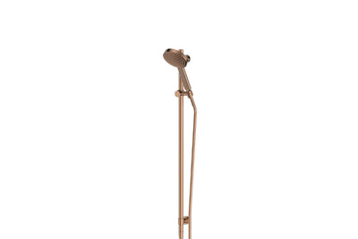 Lavish Brass Rail Shower in Brushed Copper – brushed copper designer shower for contemporary bathroom aesthetics