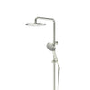 Lavish Brass Twin Rail Shower in Brushed Nickel – modern brushed nickel shower with architectural appeal