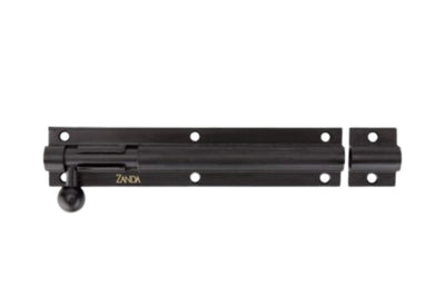 Product picture of the Zanda Architectural Hardware Matt Black Barrel Bolt 150mm on a white background.
