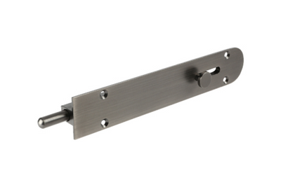 Product picture of the Zanda Reverse Barrel Bolt Radius 200mm Graphite Nickel 5231.GN on a white background.