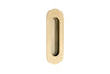 Product picture of the Duke Satin Brass Flush Pull 120x40mm on a white background.