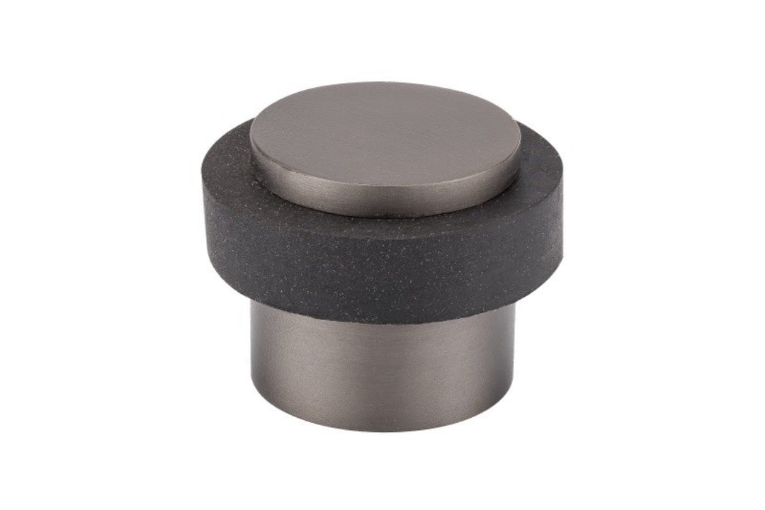 Product picture of the Gun Metal Grey Round Floor Door Stop 38mm on a white background.