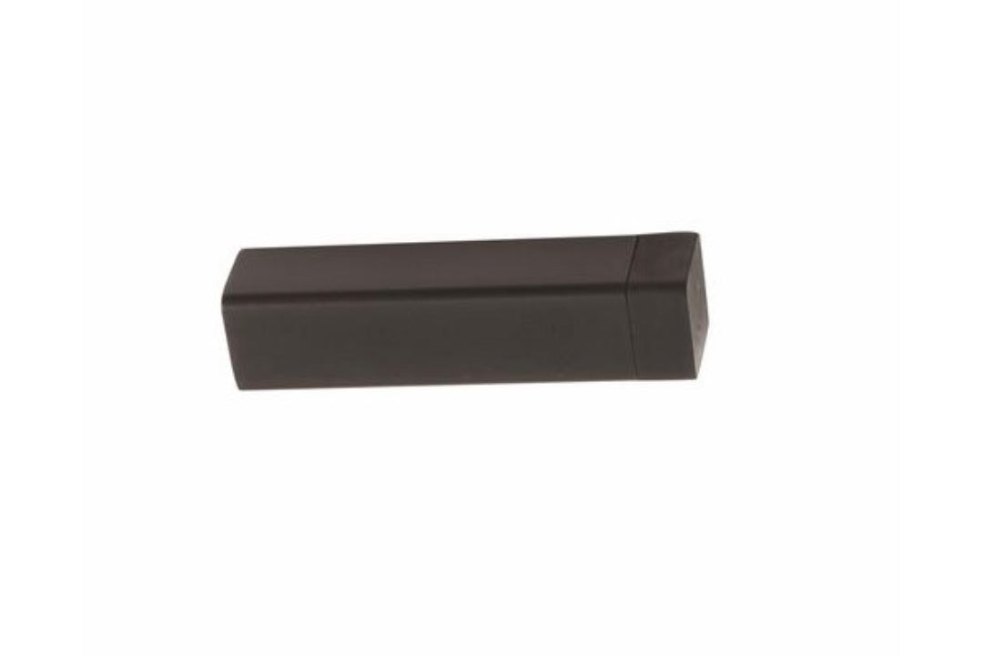 Product image of the Zanda Square Skirting Mount Door Stop 80mm Matt Black 5262.BLK on a white background.