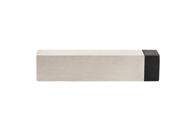 Product image of the Zanda Square Skirting Mount Door Stop 80mm Brushed Nickel 5262.BN on a white background.
