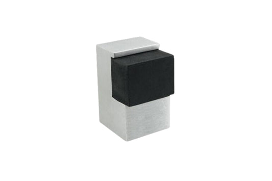 Product picture of the Satin Square Floor Mount Door Stop on a white background.