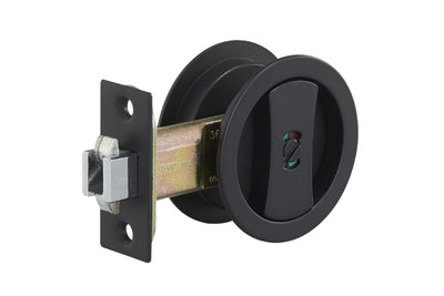 Product image of the Round Matt Black Cavity Privacy Kit on a white background.