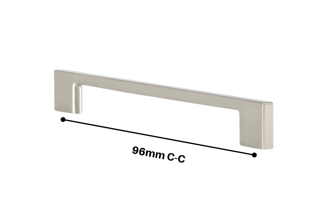 Product picture of the Urban Brushed Nickel Cabinet Handle 6336 on a white background.