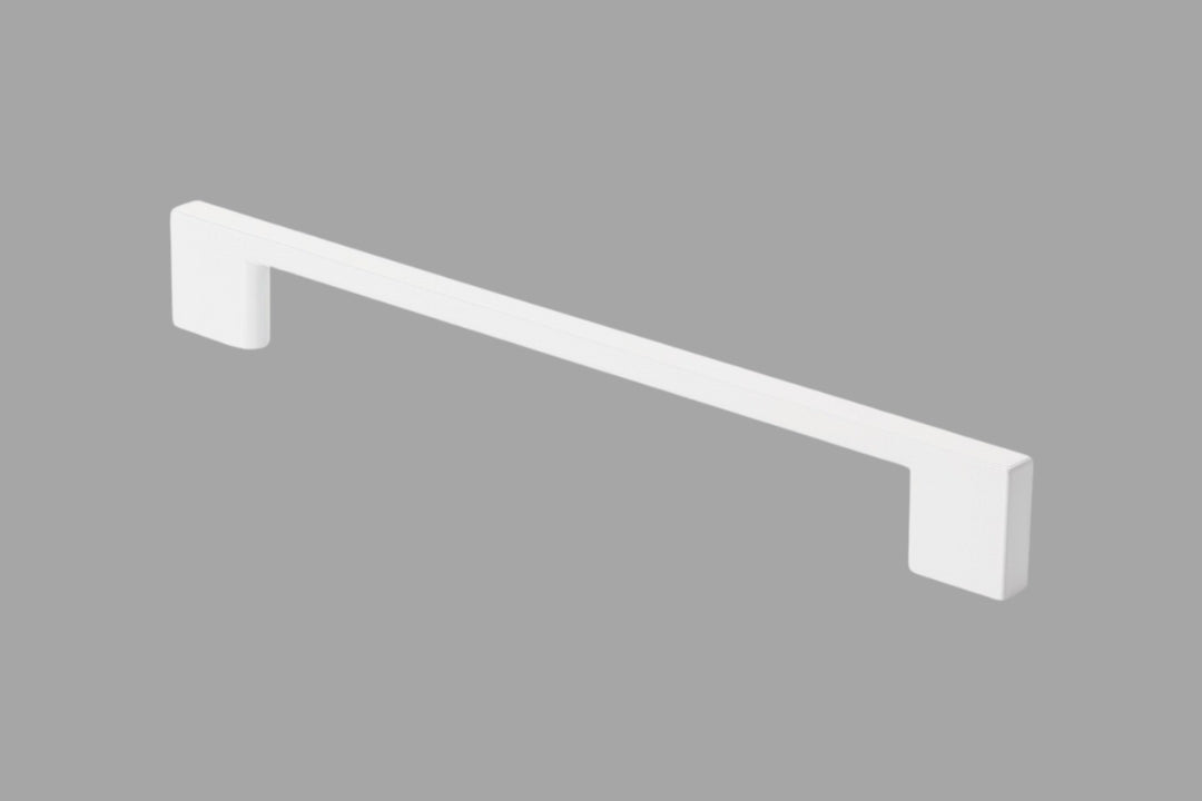 Product image of the 6339 White Cabinet Handle on a grey background.