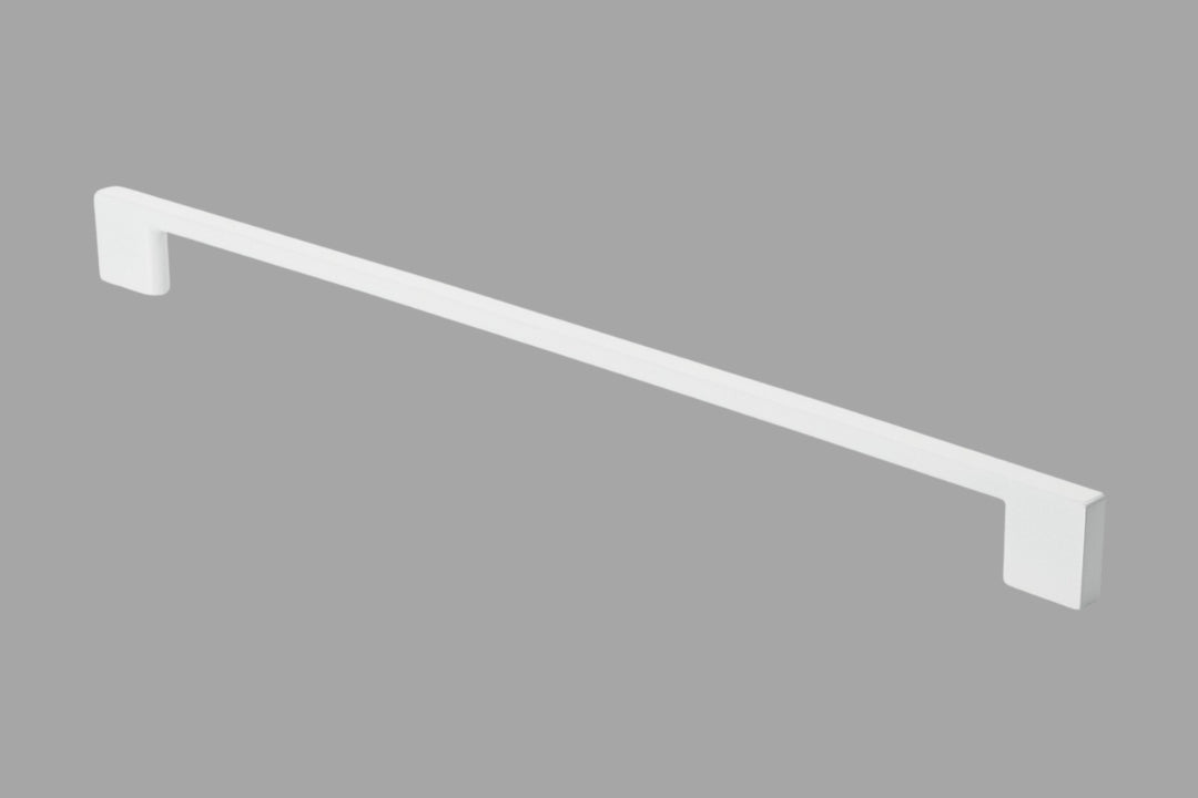 Product image of the 6382 White Cabinet Handle on a grey background.