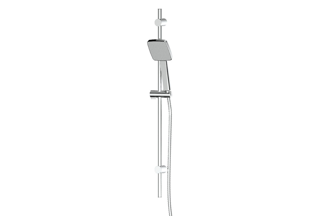 Glide Syntra RainBoost Rail Shower in Chrome Plate – chrome square shower for modern bathroom design