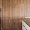 Insitu image of the Brushed Nickel Lip Pull installed on wooden cabinetry.