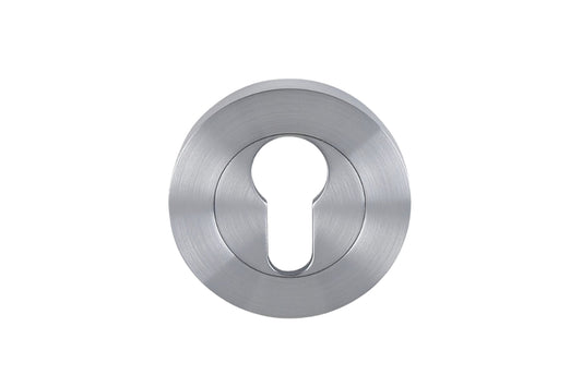 Product picture of the 7020.2.SS Round Euro Escutcheon Pair 55mm in 316 Stainless Steel on a white background.