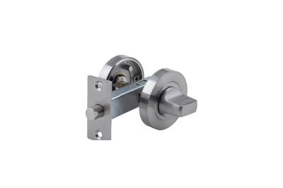 Product picture of the Brushed Nickel Round Privacy Kit on a white background.