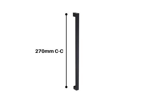 Product image of the 7098 Ultra Pull Handle with measurements next to it in black writing on a white background.