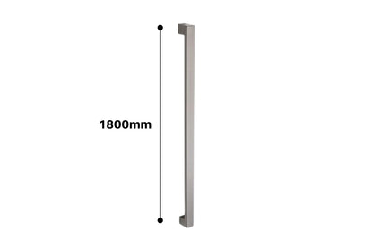 Product picture with overall measurement of the 7102 Urban Pull Handle in Gun Metal Grey on a white background.