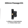 Product picture of the Duke Matt Black Pull Handle 300mm Passage Kit on a white background.