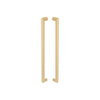 Product picture of the Duke Satin Brass Pull Handle 600mm on a white background.