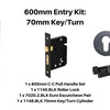 Product picture of the Duke Matt Black Pull Handle 600mm Entry Kit 4 on a white background.