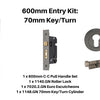 Product picture of the Zanda Duke Graphite Nickel Pull Handle 600mm 70mm Key/Turn Euro Mortice Kit on a white background.